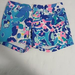 Lilly Pulitzer High Waist Shorts in Blue and Pink